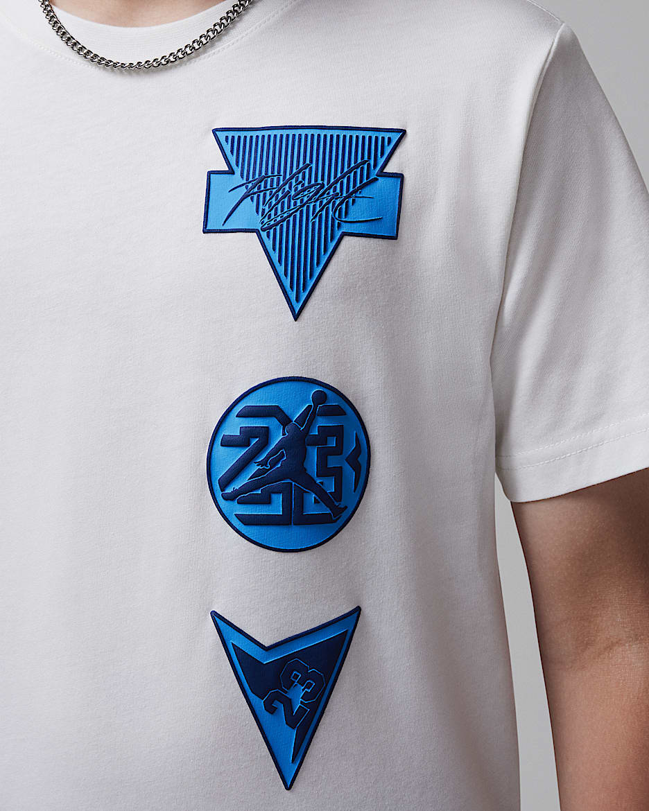 Blue and white jordan shirt sales